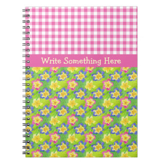 Spiral Notebook to Personalize: Primroses Gingham