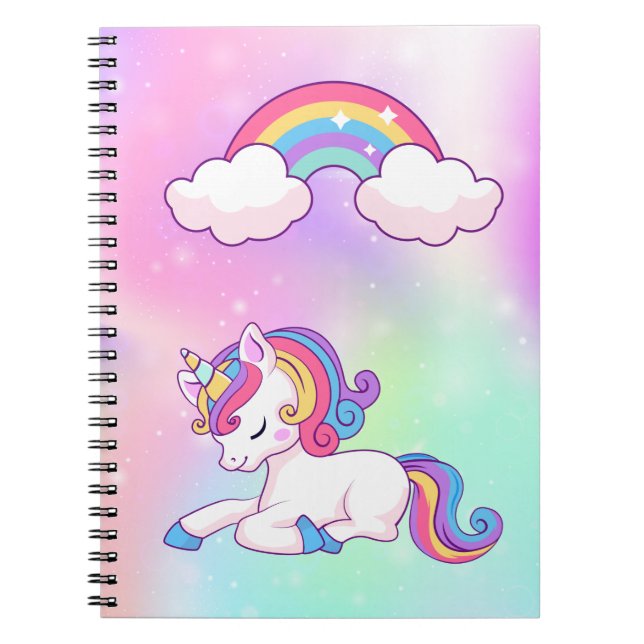 spiral notebook unicorn cover 80 lined pages (Front)