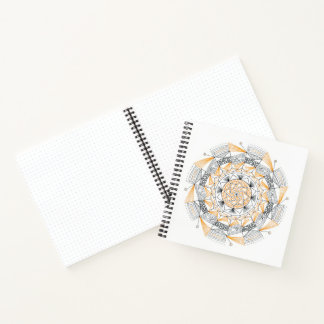 Spiral Notebook w/ Orange Mandala Design