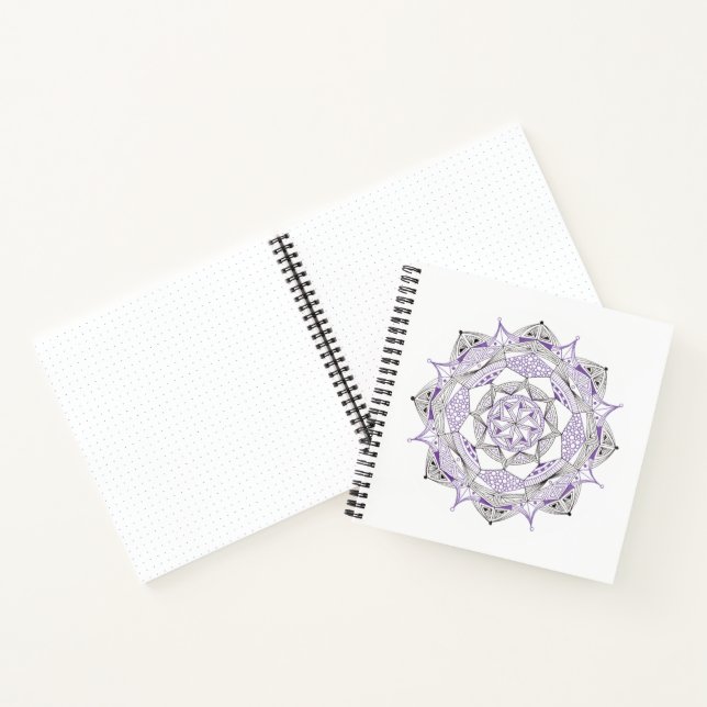 Spiral Notebook w/ Purple Mandala Design (Inside)