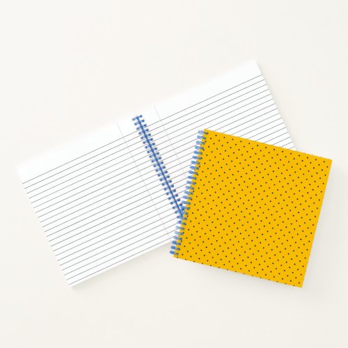Spiral Notebook Wide Ruled Yellow with Blue dots