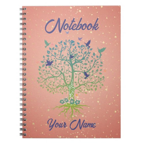 Spiral Notebook with a Serene Tree and Small Birds