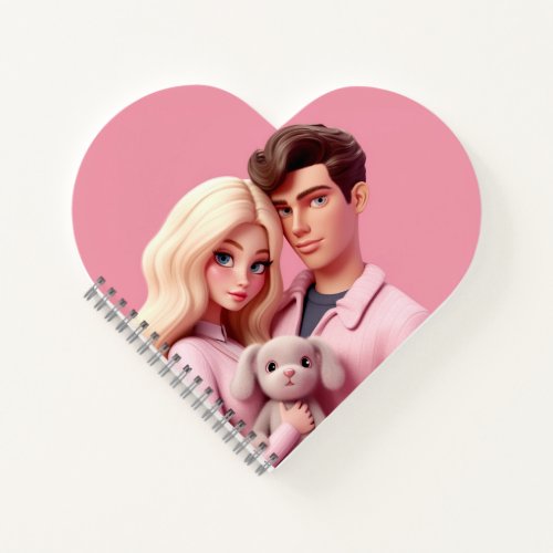 Spiral notebook with an image of a couple in love