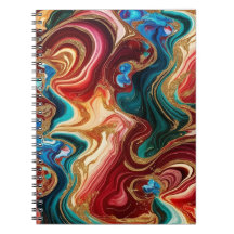 Spiral Notebook with colored marble design