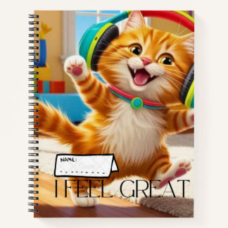 Spiral notebook with cute cat design.