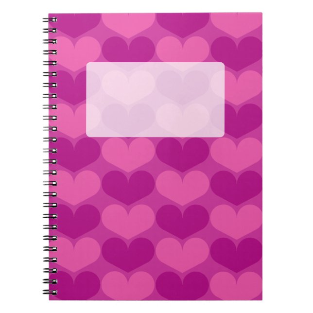 Spiral notebook with cute pink heart pattern (Front)