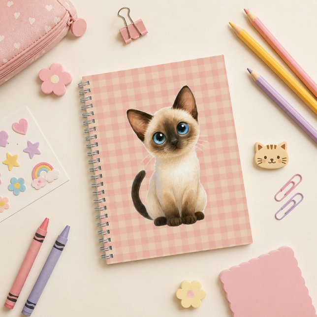Spiral notebook with cute Siamese kitten design (Creator Uploaded)