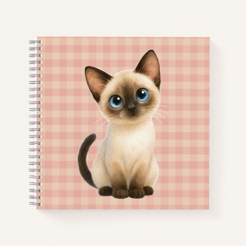Spiral notebook with cute Siamese kitten design
