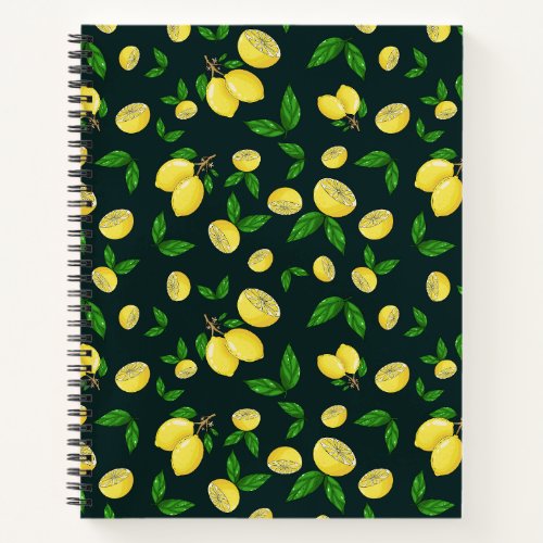 Spiral notebook with juicy lemons