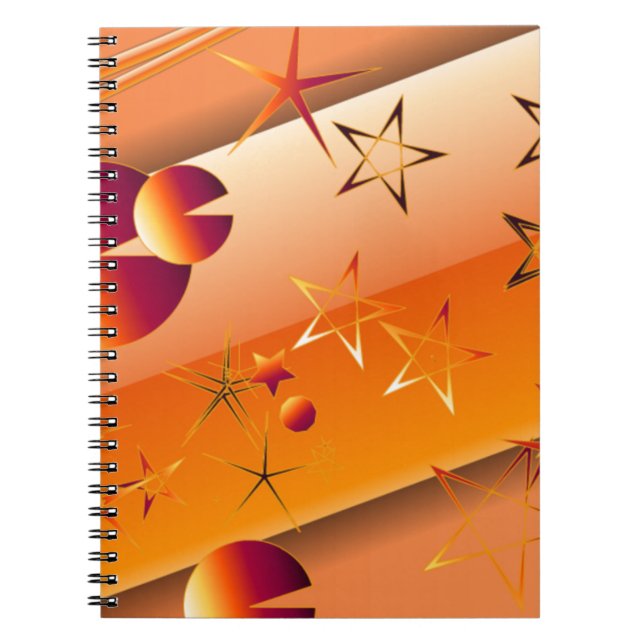 Spiral Notebook with Orange Abstract Design  (Front)