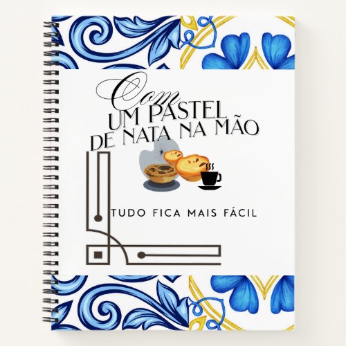 Spiral Notebook with Portuguese tiles  sayings
