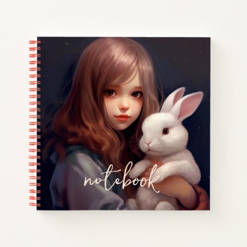 Spiral Notebook with rabbit and girls