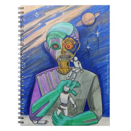 Spiral Notebook with Space Robot