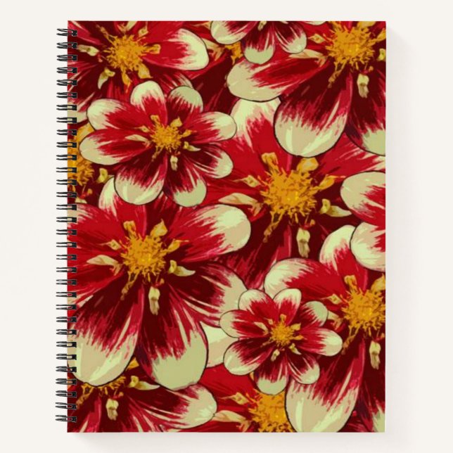 Spiral Notebook Yellow Red Floral (Front)