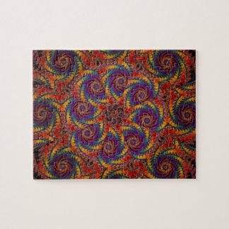 Spiral Octopus Psychedelic Rainbow Fractal Art Jigsaw Puzzle