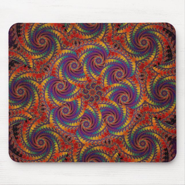 Spiral Octopus Psychedelic Rainbow Fractal Art Mouse Pad (Front)
