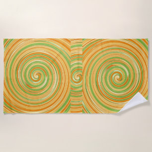 Spiral of Fun Citrus Colors  Beach Towel