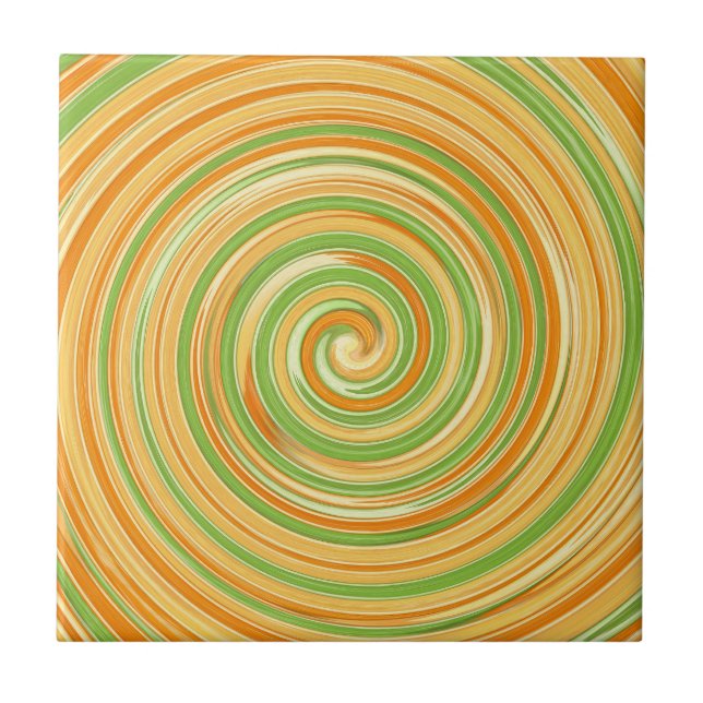 Spiral of Fun Citrus Colors  Ceramic Tile (Front)