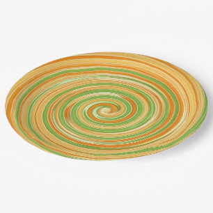 Spiral of Fun Citrus Colors Paper Plates
