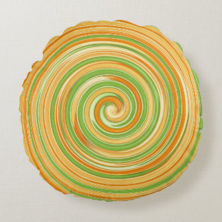 Spiral of Fun Citrus Colors Round Pillow