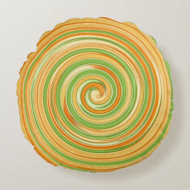 Spiral of Fun Citrus Colors  Round Pillow (Front)