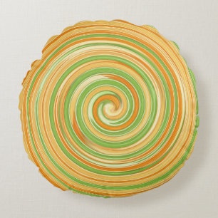 Spiral of Fun Citrus Colors Round Pillow