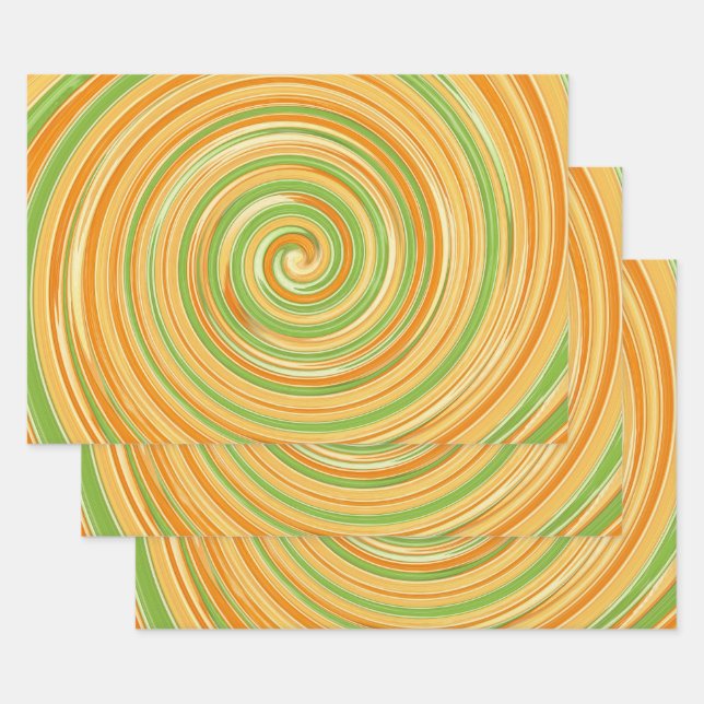 Spiral of Fun Citrus Colors  Wrapping Paper Sheets (Set)