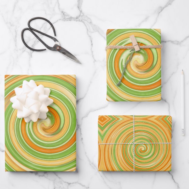 Spiral of Fun Citrus Colors  Wrapping Paper Sheets (Front)