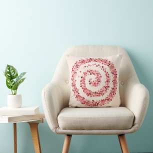 Spiral of Love Hearts Throw Pillow