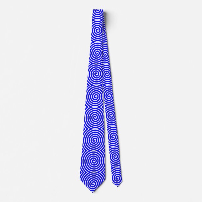 Spiral Pattern - Blue and White Neck Tie (Front)