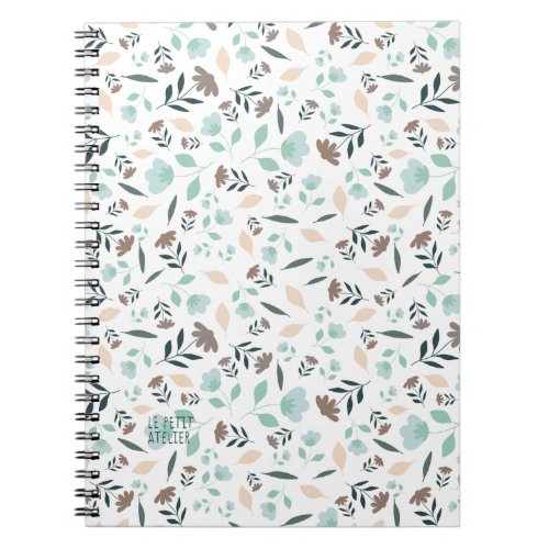 Spiral pattern blue floral pattern notebook