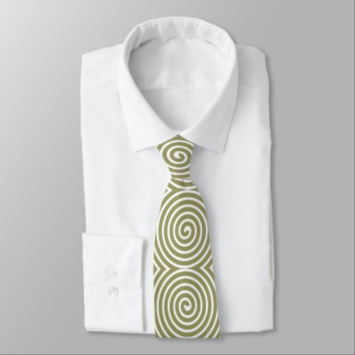 Spiral Pattern _ Khaki and White Neck Tie