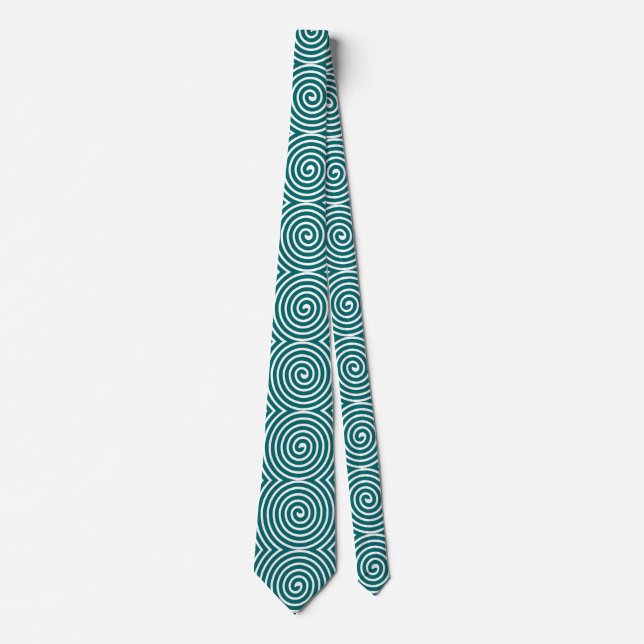 Spiral Pattern - Moss Green and White Neck Tie (Front)