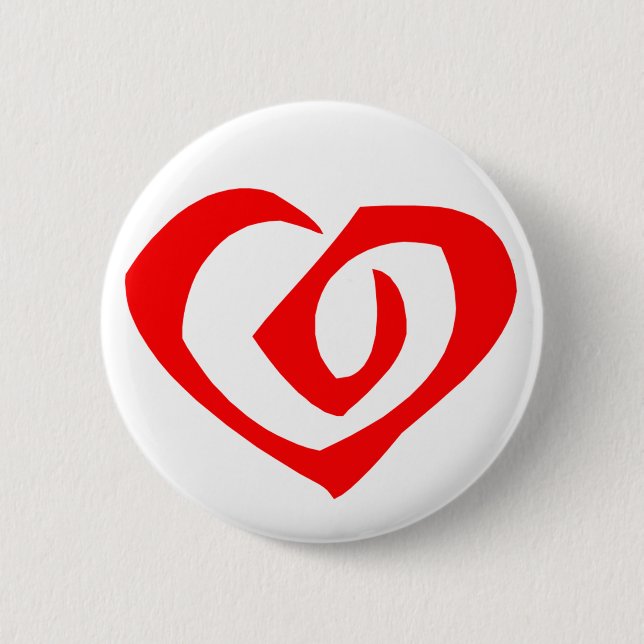Spiral Pattern Red Heart Button (Front)