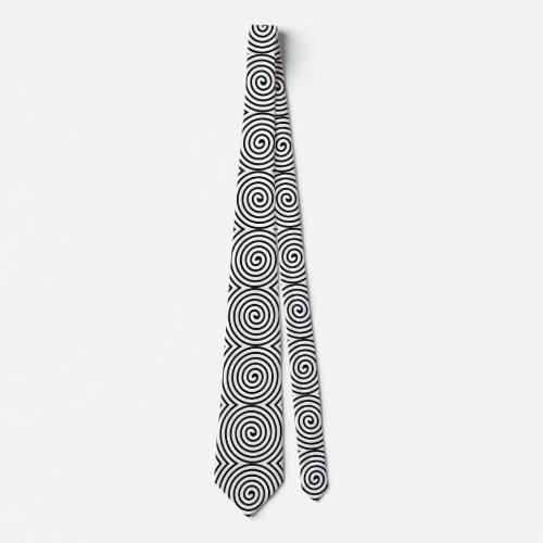 Spiral Pattern _ White with Black Neck Tie