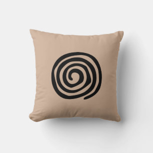 Spiral petroglyph Aztec primitive tribal art Throw Pillow