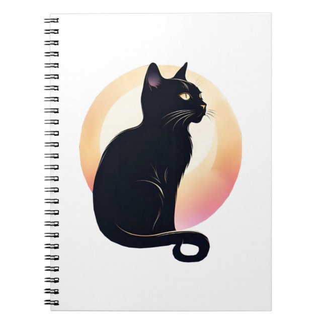 Spiral Photo Black Cat Notebook (Front)