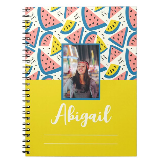Spiral Photo Notebook with fruit pattern and photo (Front)