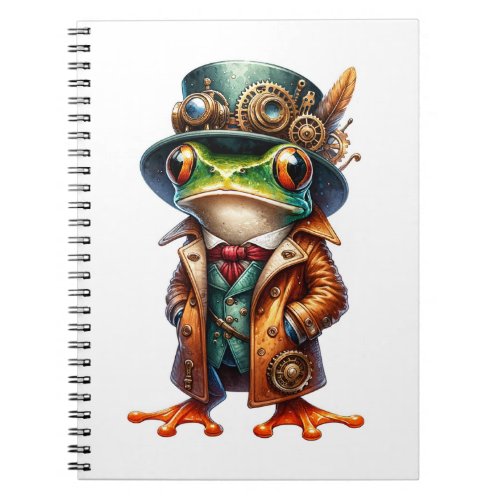 Spiral Photo Notebook with Steampunk Frog 