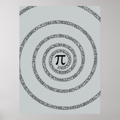 Spiral Pi Click Customize to Change Gray Color Poster