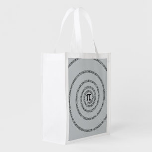 Spiral Pi Click Customize to Change Grey Color Reusable Grocery Bag
