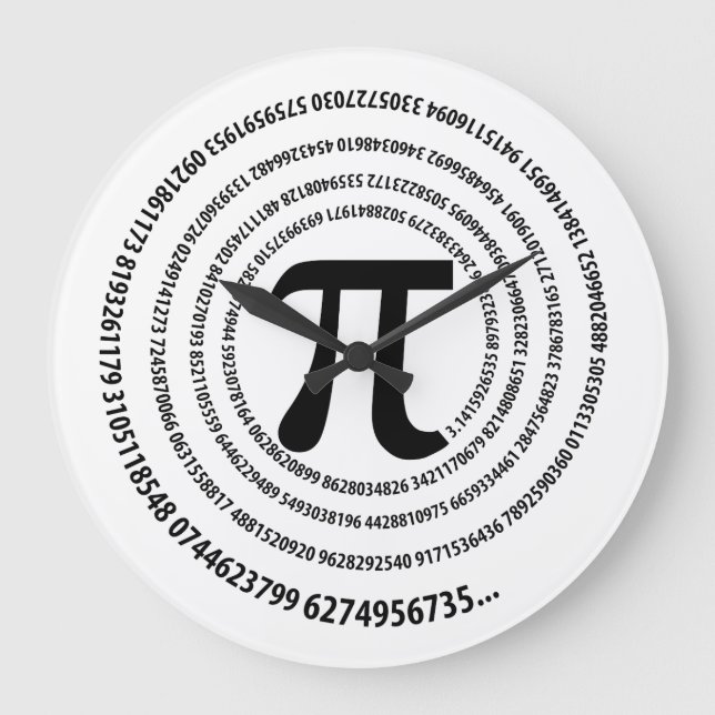 Spiral Pi Symbol Design Large Clock (Front)