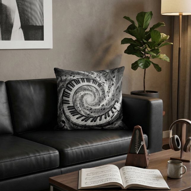 Spiral Piano Vortex Throw Pillow (Creator Uploaded)