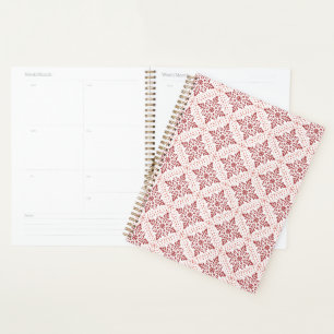 Spiral Planner with Red and Pink Design