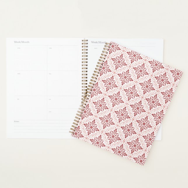 Spiral Planner with Red and Pink Design (Display)