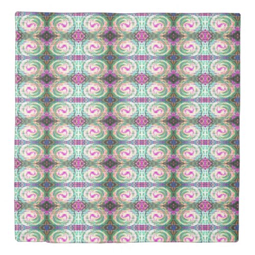 Spiral purple and green galaxies pattern duvet cover