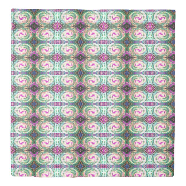 Spiral purple and green galaxies pattern duvet cover (Front)
