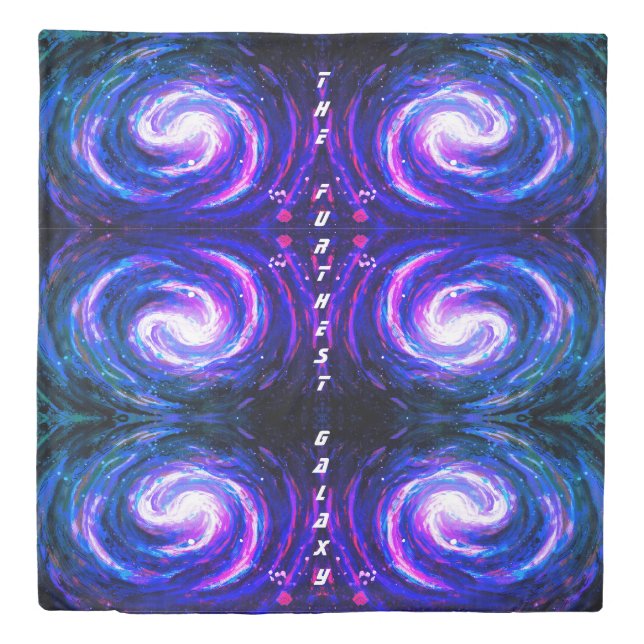 Spiral Purple blue and green, The Furthest Galaxy Duvet Cover (Front)