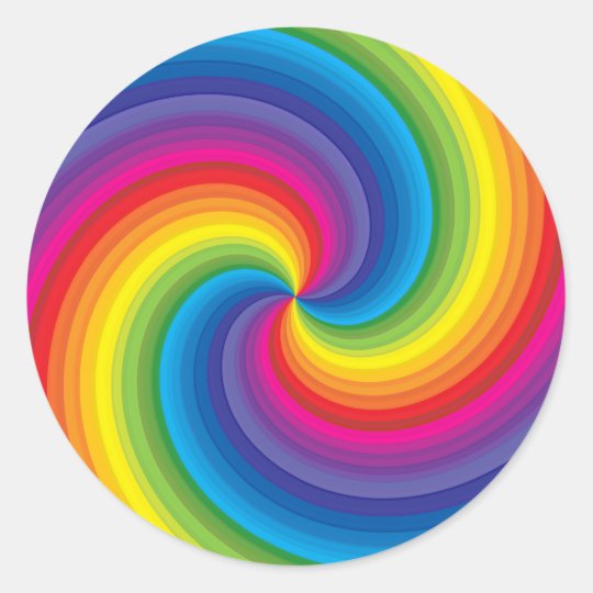 Spiral Rainbow Burst Classic Round Sticker | Zazzle.com