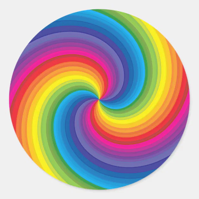 Spiral Rainbow Burst Classic Round Sticker | Zazzle